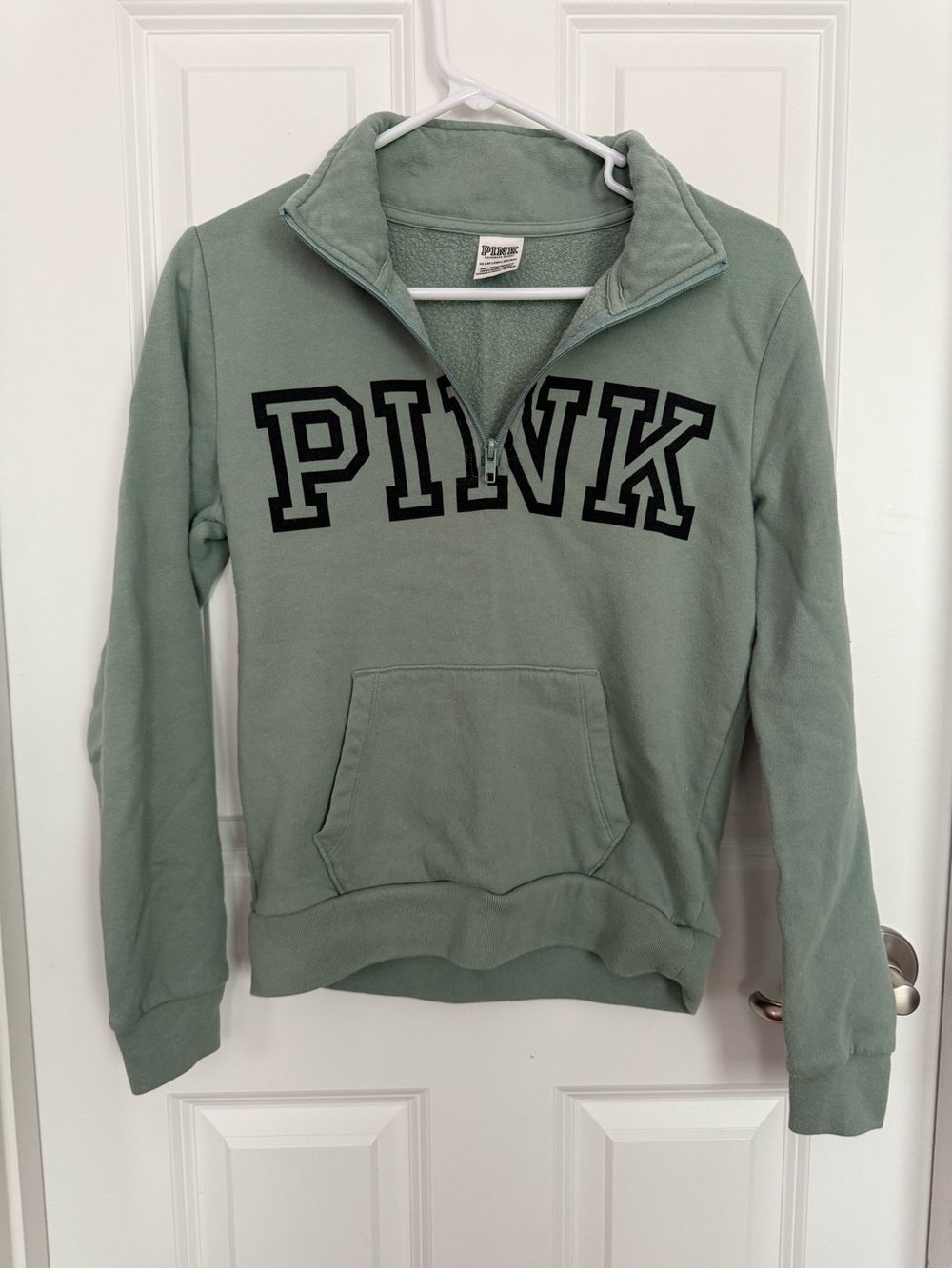 PINK Victoria's Secret Sage Green Quarter-Zip Pullover